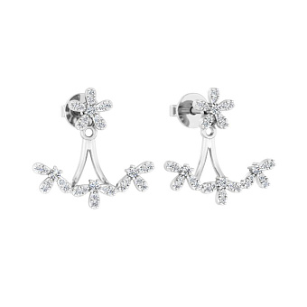 Серьги-джекеты из белого золота с бриллиантами (арт. Т011275030б)