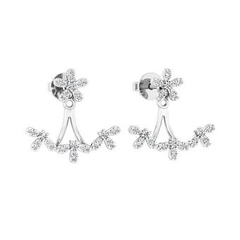 Сережки-джекети з білого золота з діамантами (арт. Т011275030б)