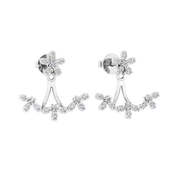 Серьги-джекеты из белого золота с бриллиантами (арт. Т011275030б) – изображение 1