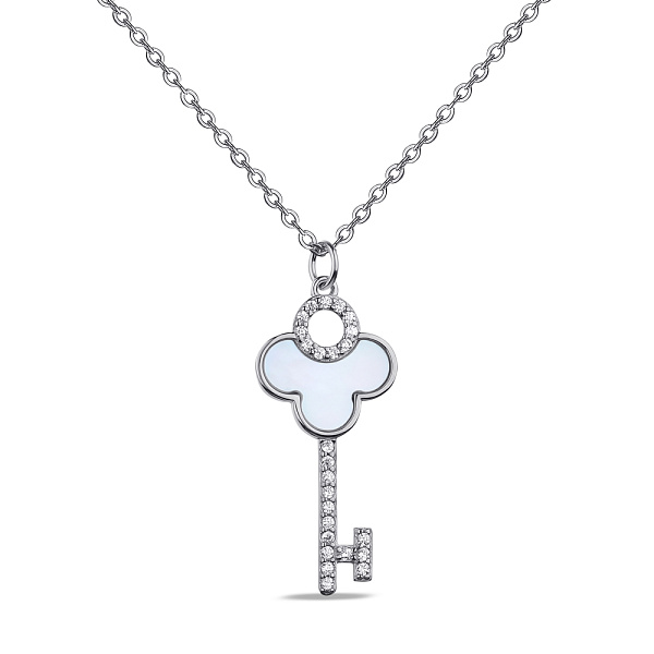 Серебряное колье Ключ с перламутром и фианитами (арт. 7507/1874п) – изображение 1