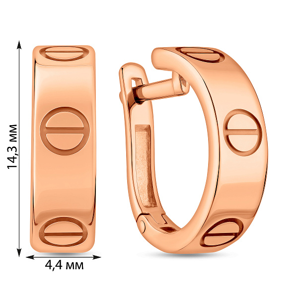 Серьги из красного золота без камней (арт. 110344) – изображение 4