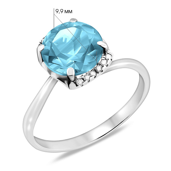 Золотое кольцо с кварцем и фианитами (арт. 140564ПбсГ) – изображение 3