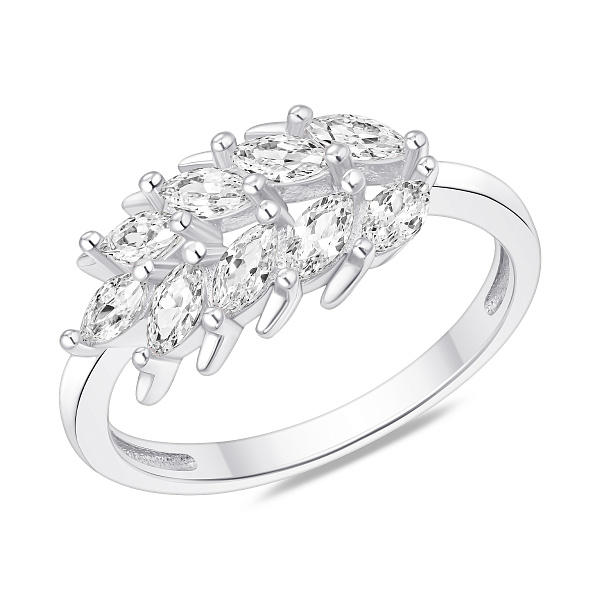 Серебряное кольцо листик с фианитами (арт. 7501/8855) – изображение 1
