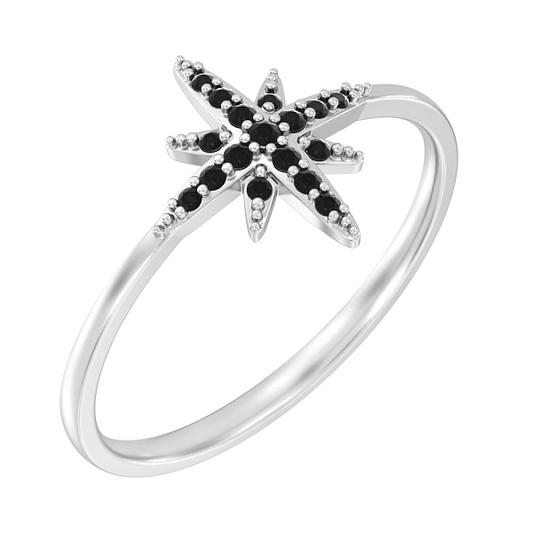 Золота каблучка з чорними діамантами (арт. К011215010бч) – зображення 1