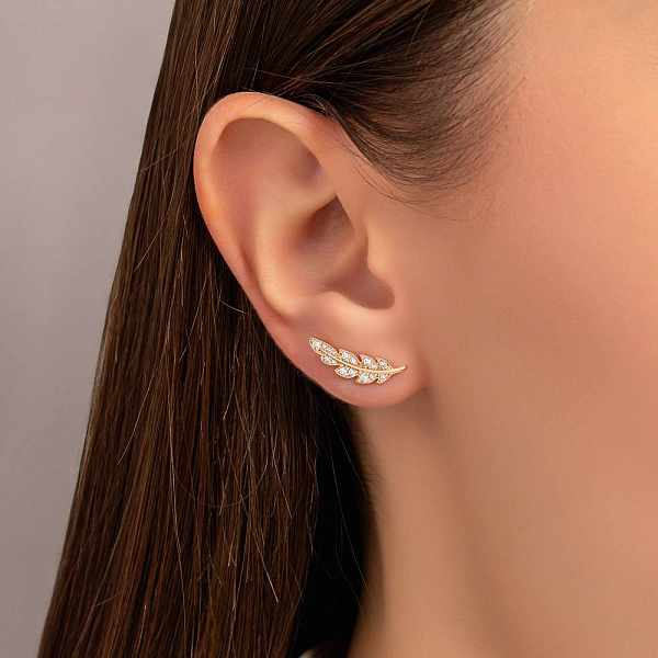 Золотые пусеты с фианитами (арт. 110849) – изображение 2