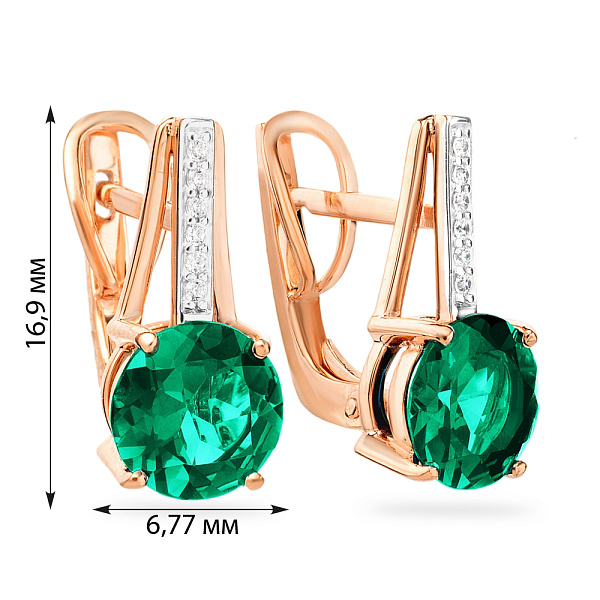 Золотые серьги с кварцем и фианитами (арт. 110394Пз) – изображение 2