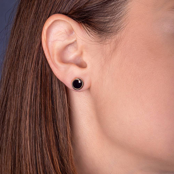 Серьги-пусеты Лýна из золота с эмалью и фианитами (арт. 110008еч) – изображение 5