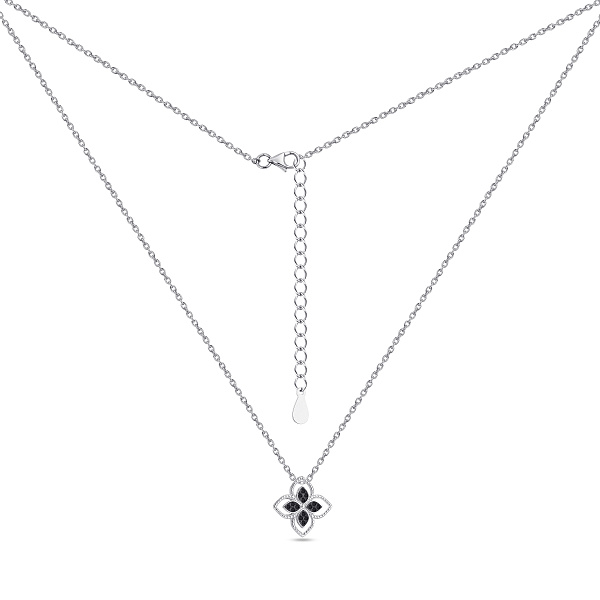 Серебряное колье Цветок с черными фианитамитами (арт. 7507/2376/15ч) – изображение 2