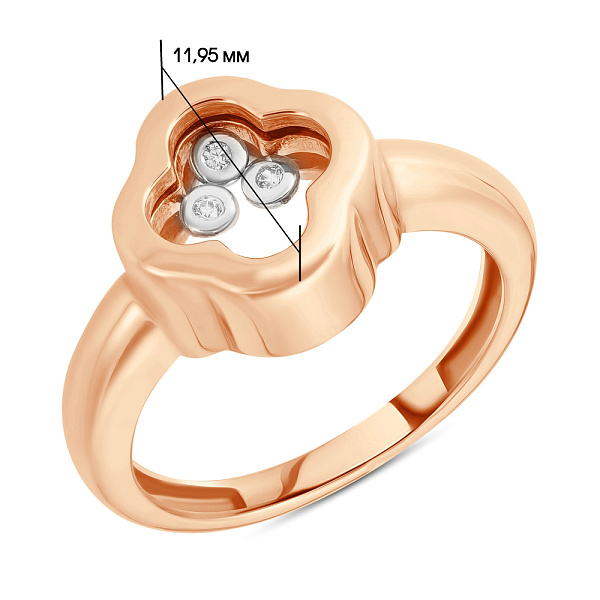 Кольцо из красного золота с фианитами (арт. 154009) – изображение 2