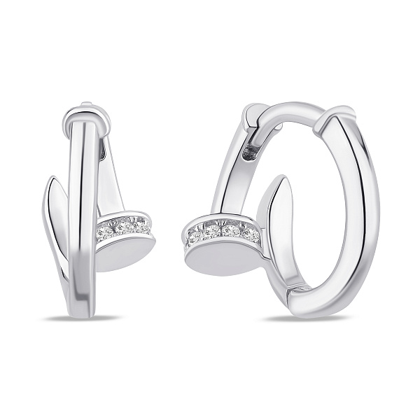 Срібні сережки-конго Цвях (арт. 7502/СК2Ф/1057) – зображення 1