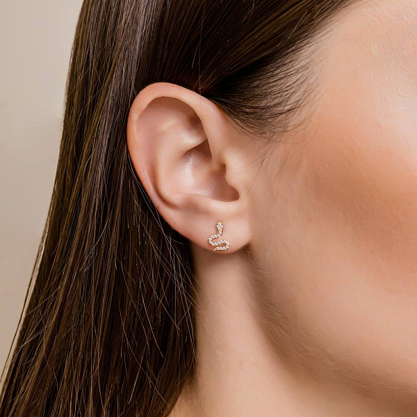 Золоті пусети Змія з фіанітами (арт. 1101019) – зображення 3