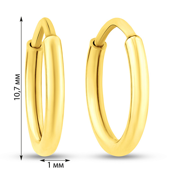 Сережки-кільця з жовтого золота  (арт. 121900/10ж) – зображення 3