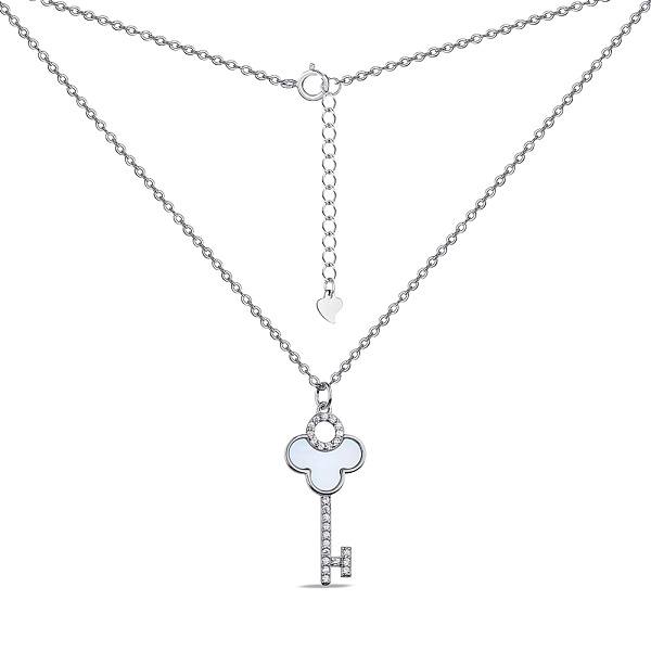 Серебряное колье Ключ с перламутром и фианитами (арт. 7507/1874п) – изображение 2