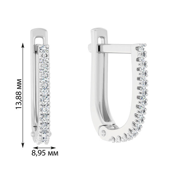 Серьги из белого золота с дорожкой из фианитов  (арт. 110850б) – изображение 2