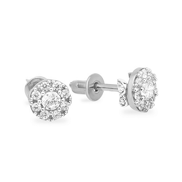 Серьги-пусеты из белого золота с фианитами (арт. 110406б) – изображение 1