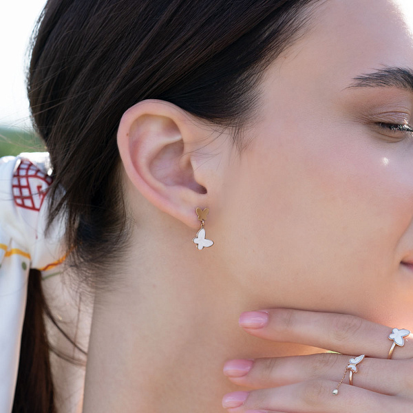 Серьги Бабочки из красного золота (арт. 110020еп) – изображение 2