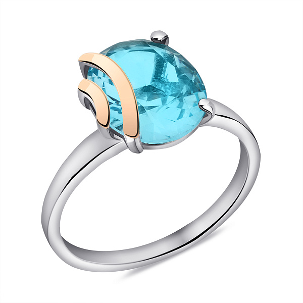 Срібна каблучка з аквамарином (арт. 7201/685Амкп) – зображення 1