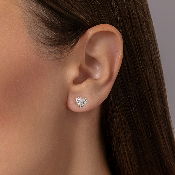 Сережки з білого золота з розсипом з діамантів (арт. Т011689015б) – зображення 2