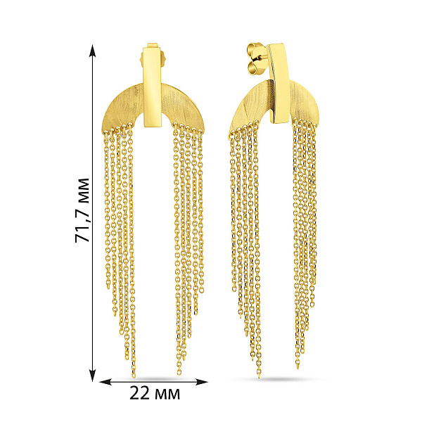 Золотые серьги с подвесками Francelli (арт. 1092044ж) – изображение 6