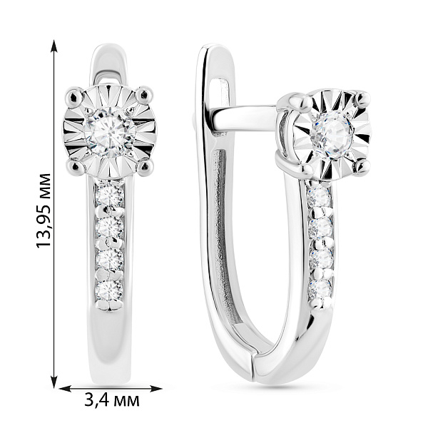 Сережки з білого золота з діамантами (арт. С011807010б) – зображення 3