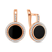 Фото Золоті сережки Лýна з емаллю і фіанітами (арт. 110426е)