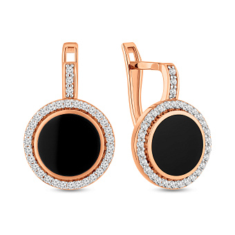 Золотые серьги Лýна с эмалью и фианитами (арт. 110426е)