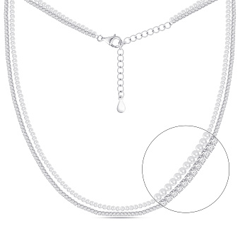 Двойное серебряное колье с жемчугом (арт. 7507/2381жб)