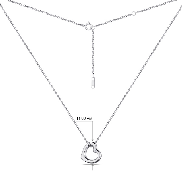Серебряное колье "Сердечко" с фианитом (арт. 7507/1305) – изображение 3