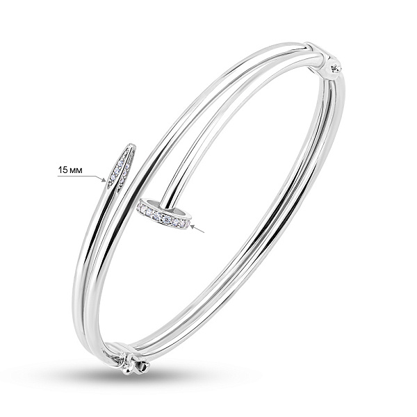 Браслет Гвоздь из белого золота с фианитами (арт. 326877б) – изображение 3