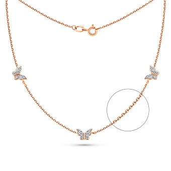 Золотое колье Бабочки с фианитами (арт. 361228)