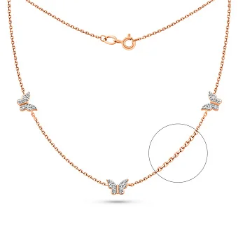 Золотое колье Бабочки с фианитами (арт. 361228)