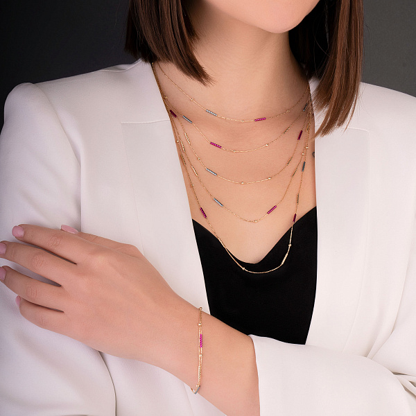 Золотое многослойное колье Francelli (арт. 352580жмлнг) – изображение 2