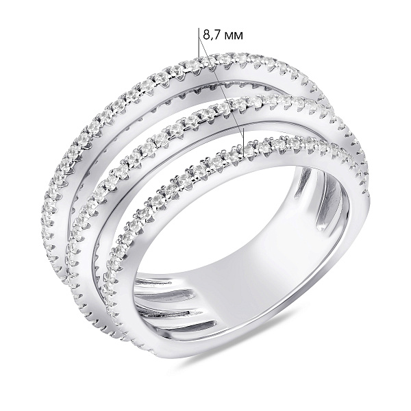 Серебряное тройное кольцо с фианитами (арт. 7501/8465) – изображение 2