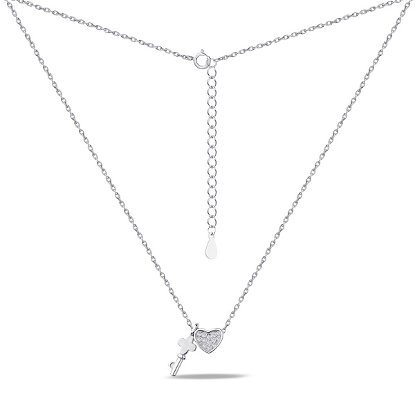 Колье серебряное «Ключ и сердце» с фианитами (арт. 7507/1097) – изображение 2