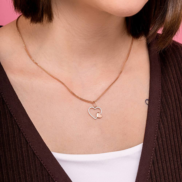 Золота підвіска Сердечко з фіанітами (арт. 440963) – зображення 2