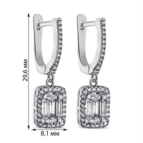 Срібні сережки-підвіски з фіанітами (арт. 7502/4764) – зображення 2