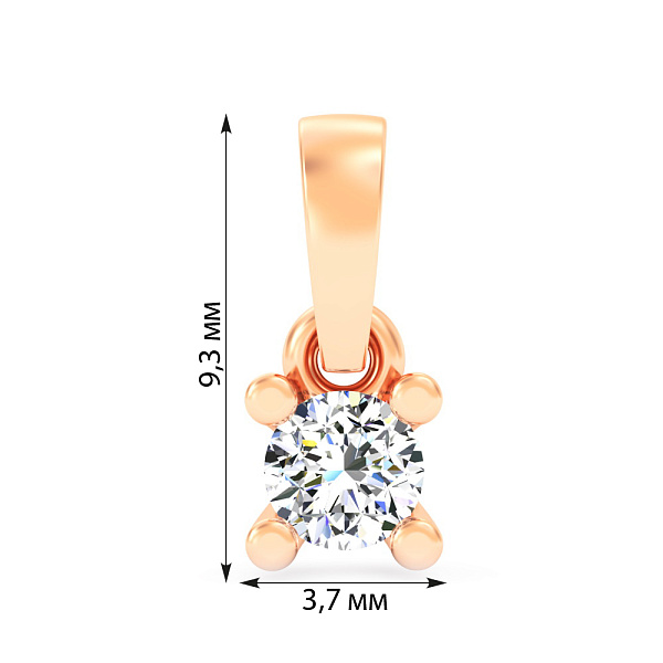 Кулон из красного золота с бриллиантом (арт. П011162010) – изображение 2