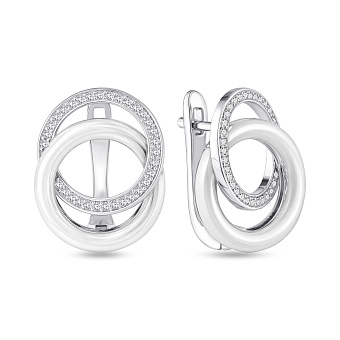 Фото Срібні сережки з фіанітами і керамікою (арт. 7502/2068839кмб)