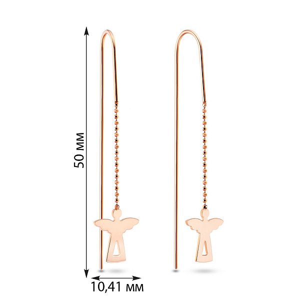 Золотые серьги протяжки «Ангелы» (арт. 106084) – изображение 2