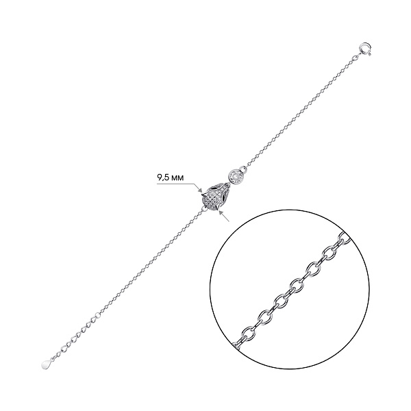 Серебряный браслет с фианитами (арт. 7509/4341ч) – изображение 2