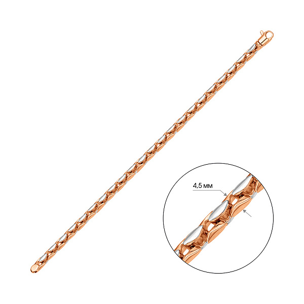 Браслет з червоного і білого золота плетіння Якірне фантазійне (арт. ц305301Д) – зображення 8