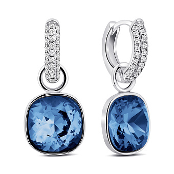 Серебряные серьги-кольца с подвеской (арт. 7502/2186328цс)