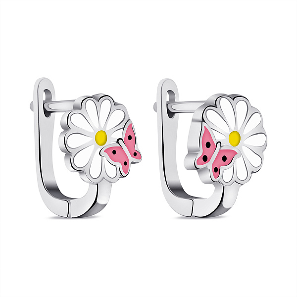 Серебряные детские серьги с эмалью (арт. 7502/9688е) – изображение 1