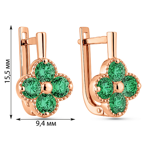 Золоті сережки з кварцом (арт. 111246Пз) – зображення 5