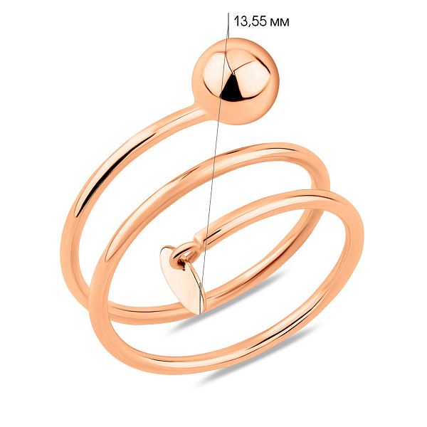 Золотое широкое кольцо с подвеской (арт. 1401037) – изображение 7