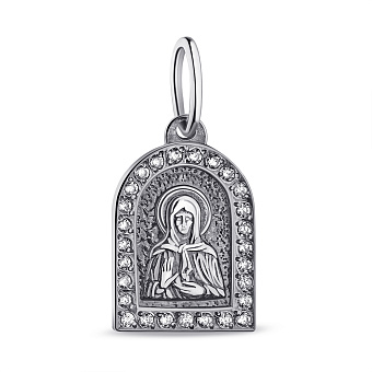 Серебряная ладанка Святая Матрона с фианитами (арт. 7917/3314-ч)