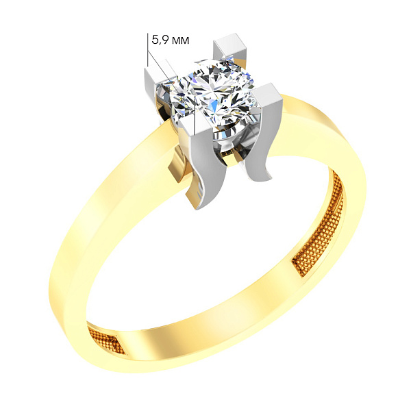 Золотое кольцо помолвочное с фианитом (арт. 148500ж) – изображение 2