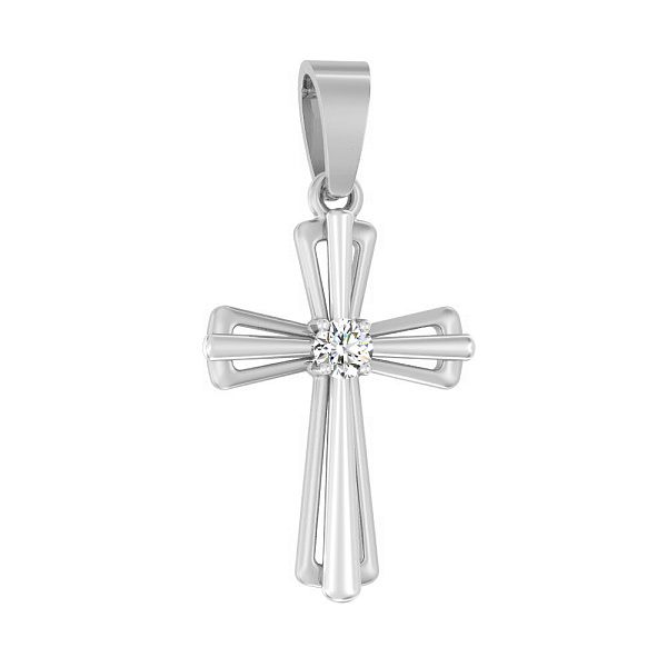 Хрестик з білого золота з діамантом (арт. П011024005б) – зображення 1