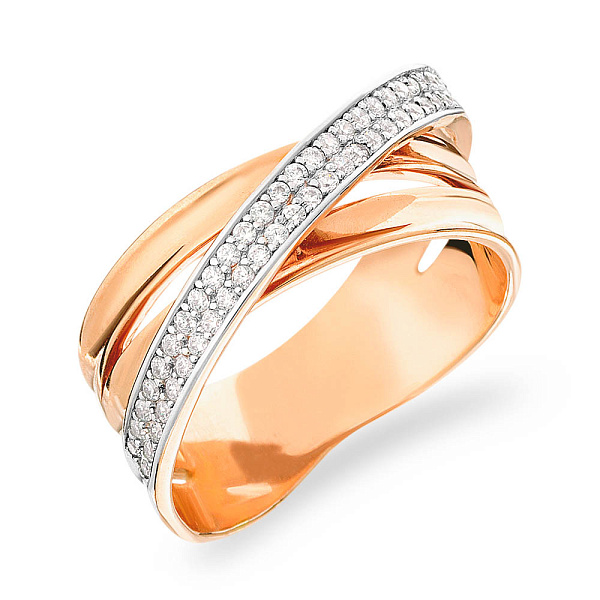 Золотое кольцо Синергия с фианитами (арт. 140600) – изображение 1