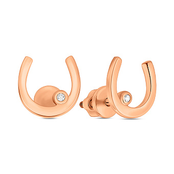 Золотые серьги Подкова с фианитами (арт. 111068)